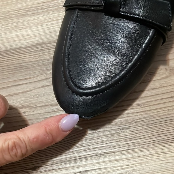 Talbots black Leather Loafers  Flats Womens 9.5 Top tie accent Slip on Casual - Picture 6 of 11